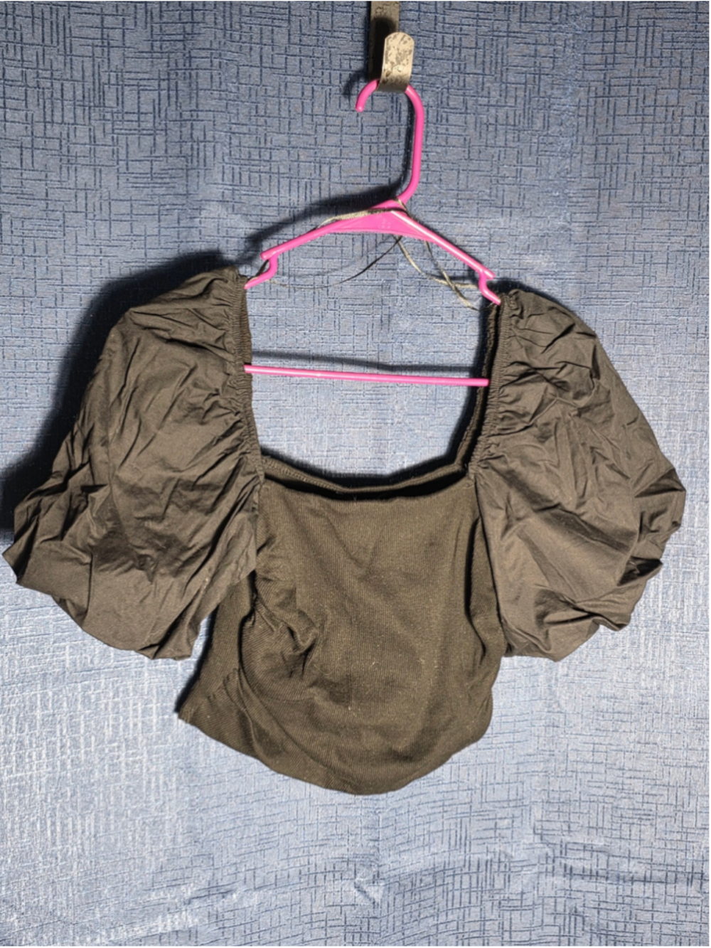 NWT Women's Zara Black Puff Sleeve Square Neck Crop Top Size M y2k concert